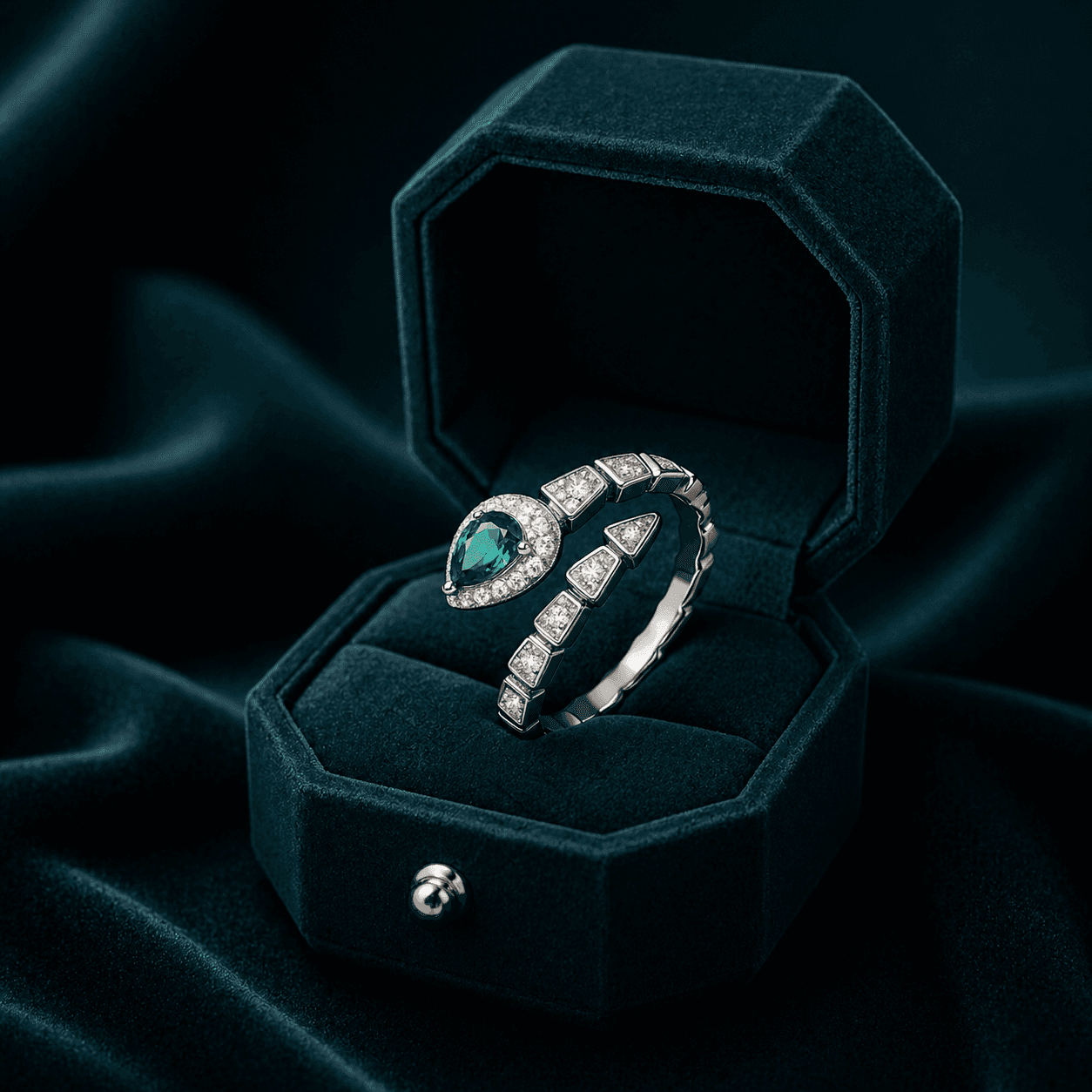 Emerald Green Marquise Wrap Ring alternate view
