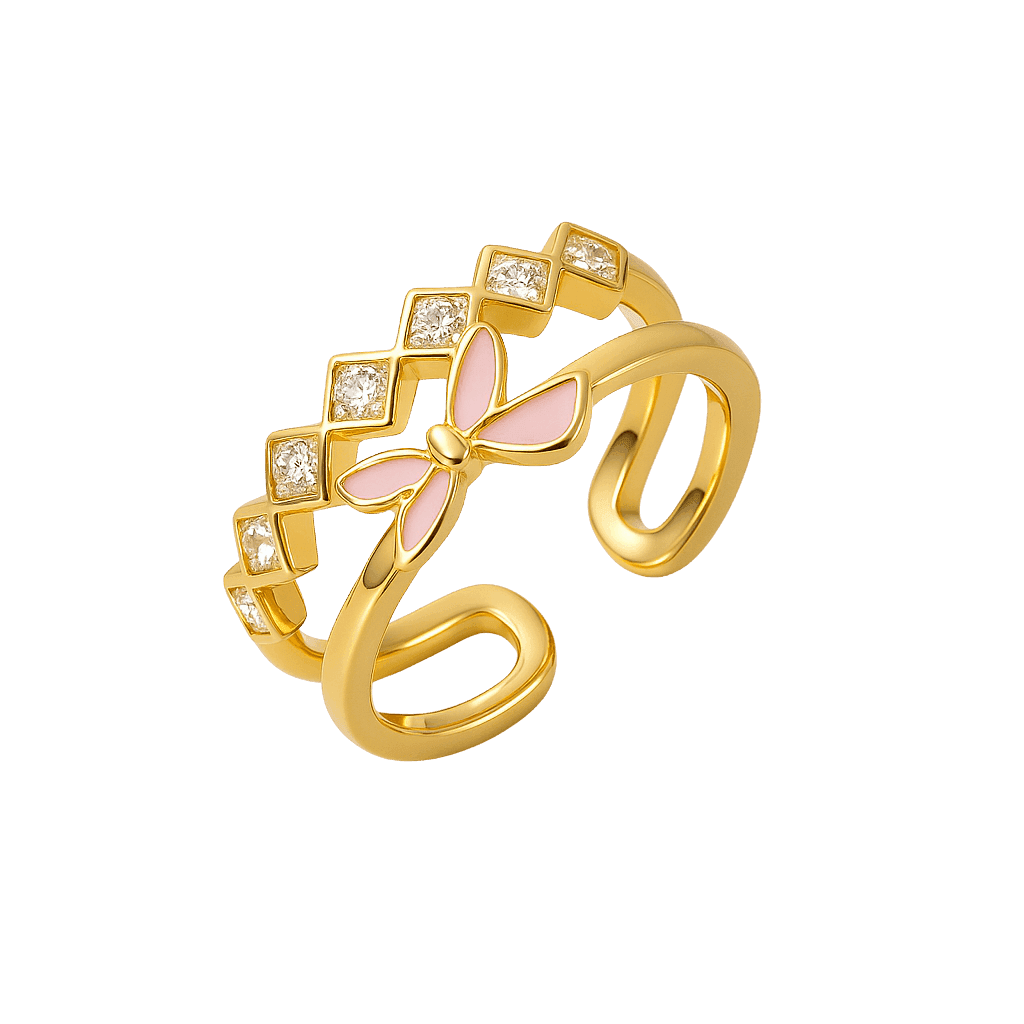 Enchanted Pink Butterfly Sparkle Ring