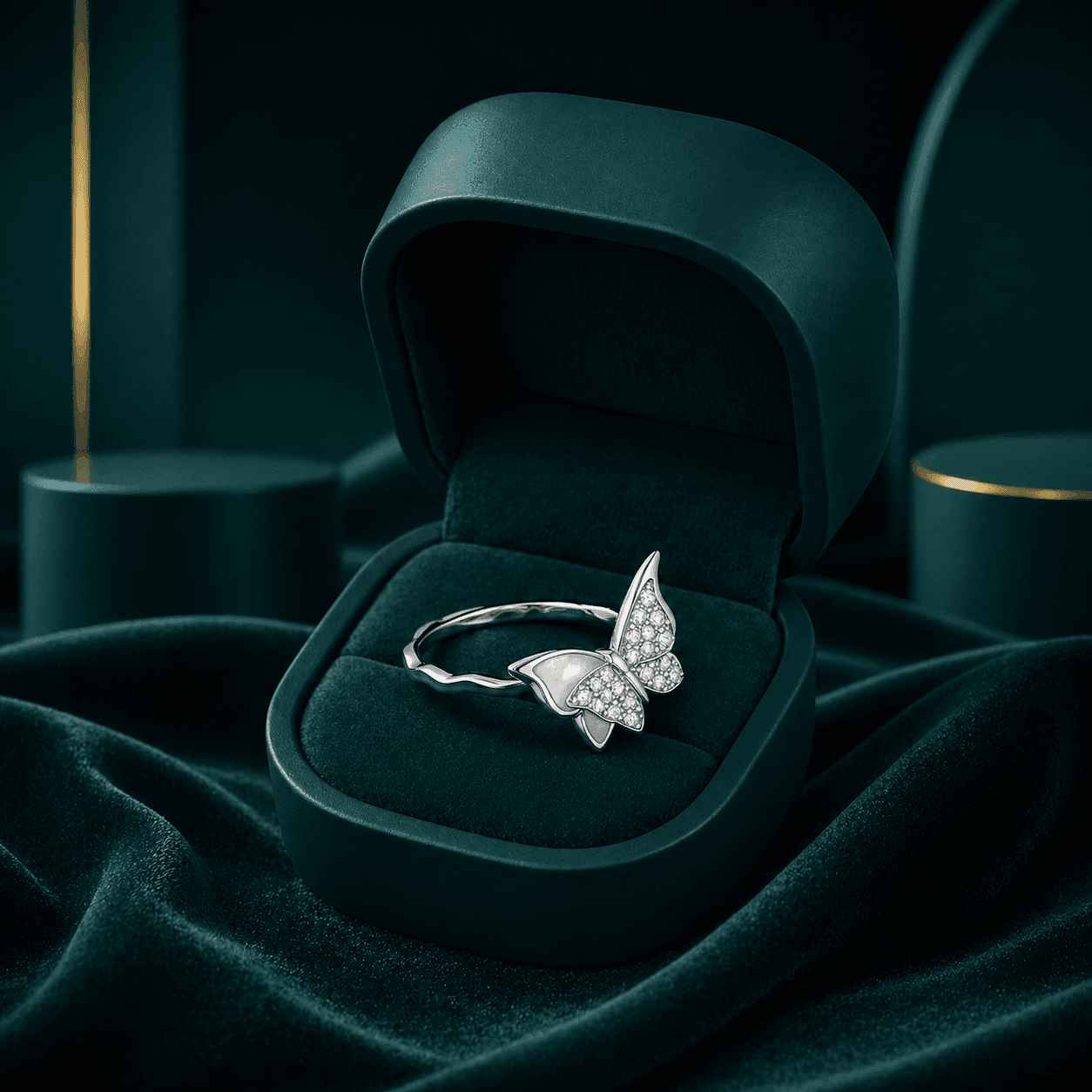 Fluttering Wings Diamond-Cut Ring alternate view