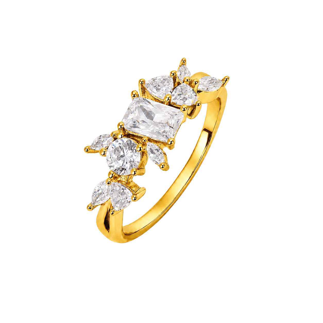 Glistening Multi Crystals Band Ring view 1
