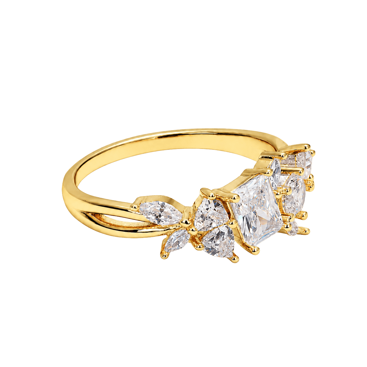 Glistening Multi Crystals Band Ring alternate view