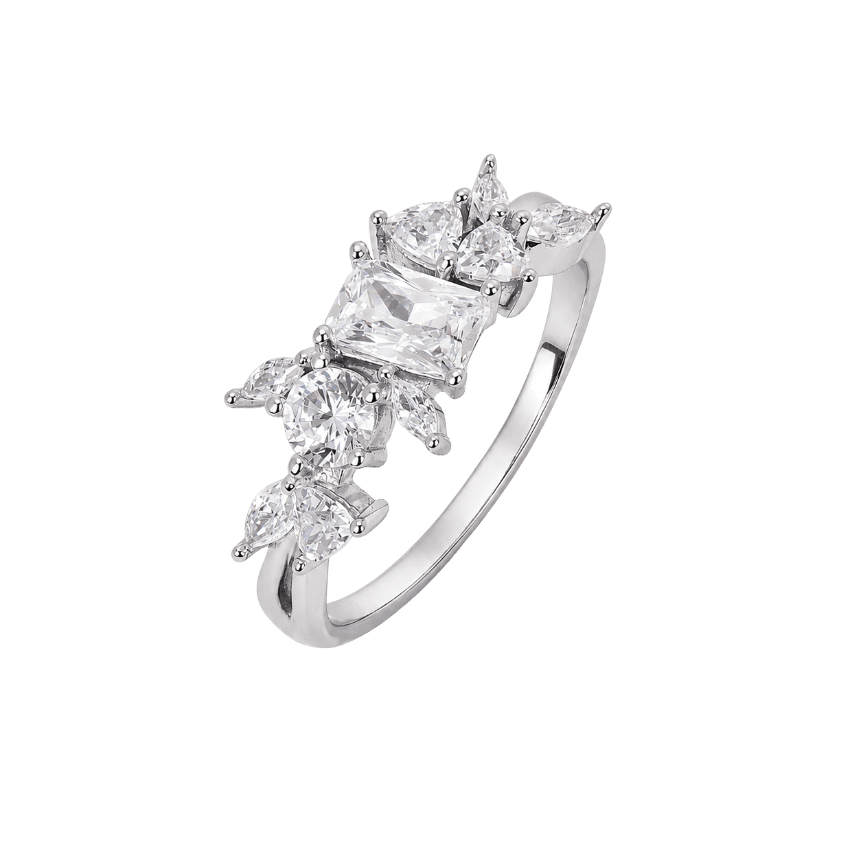 Glistening Multi Crystals Band Ring view 1