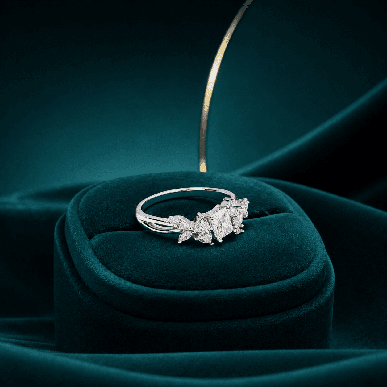 Glistening Multi Crystals Band Ring