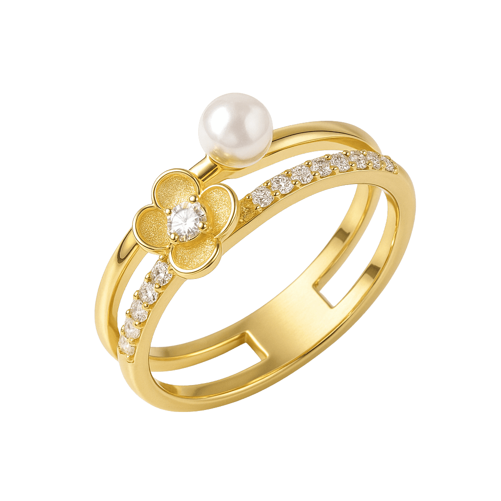 Floral Gardenia Dual Stone Ring