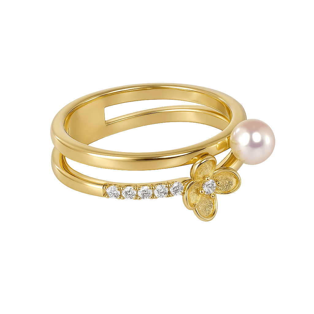 Floral Gardenia Dual Stone Ring