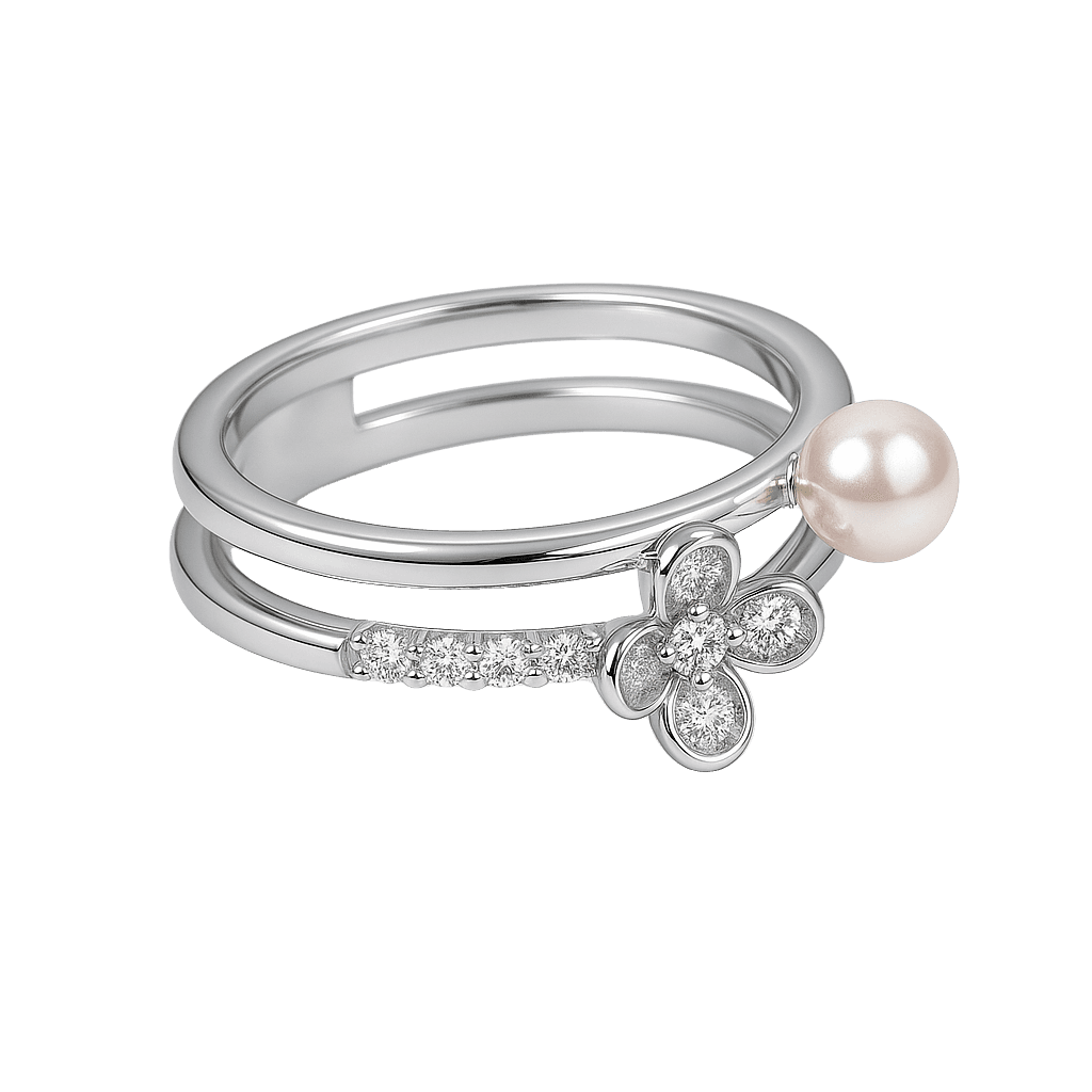 Floral Gardenia Dual Stone Ring