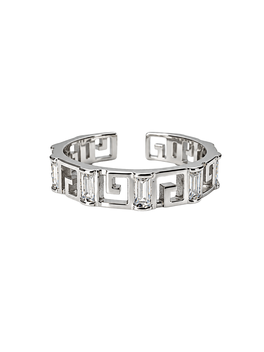 Luxe Greek Key Baguette Crystal Open Ring view 1