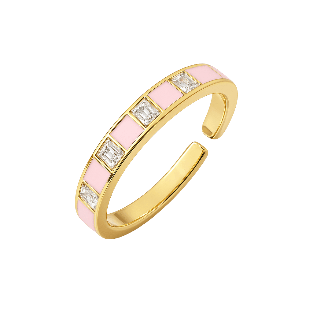 Pastel Pink Trendy Enamel Ring