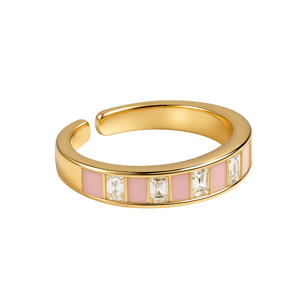 Pastel Pink Trendy Enamel Ring alternate view
