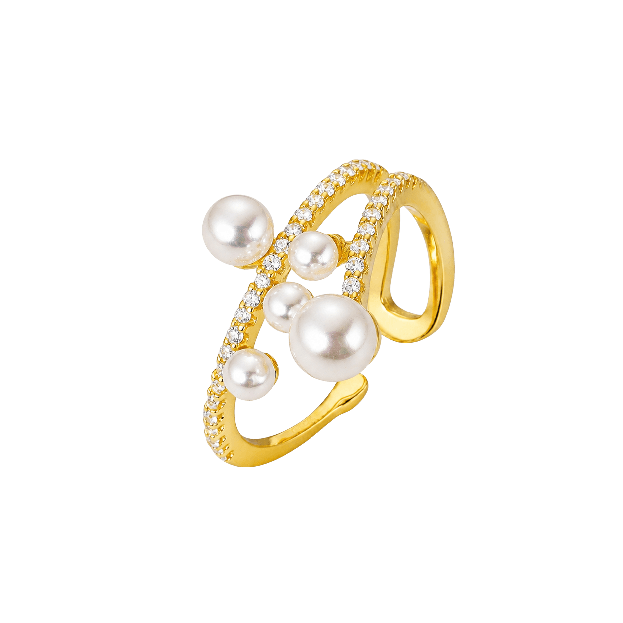 Pearl Cluster Elegance Statement Ring view 1
