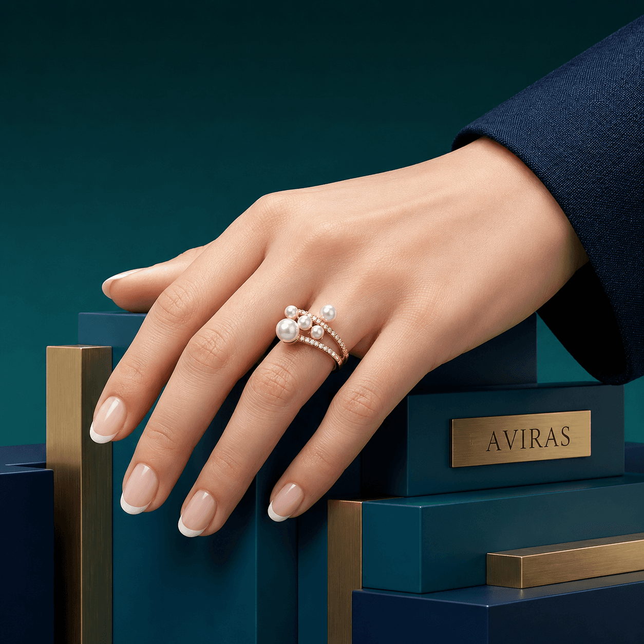 Pearl Cluster Elegance Statement Ring