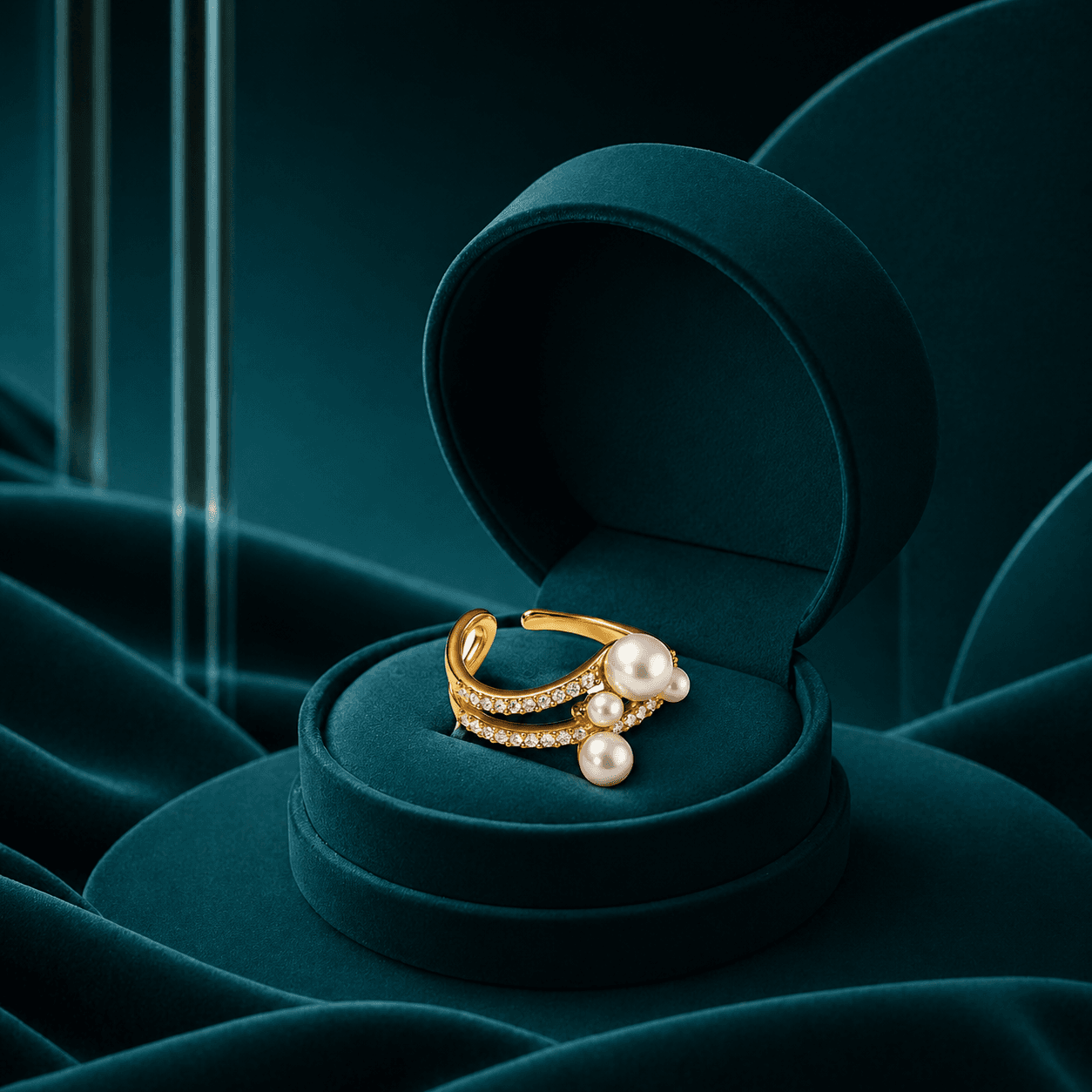 Pearl Cluster Elegance Statement Ring