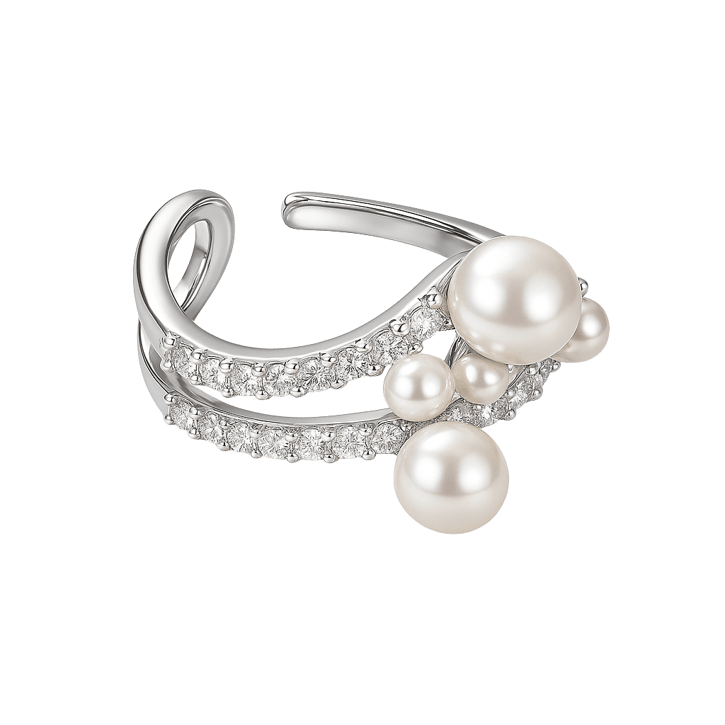 Pearl Cluster Elegance Statement Ring