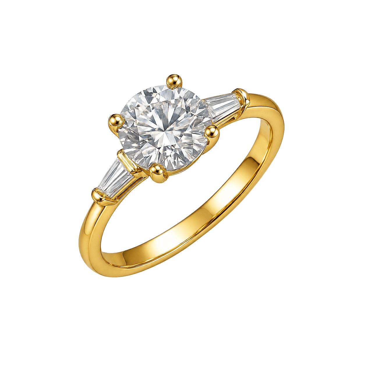 Gold Crystal Single Stone Ring