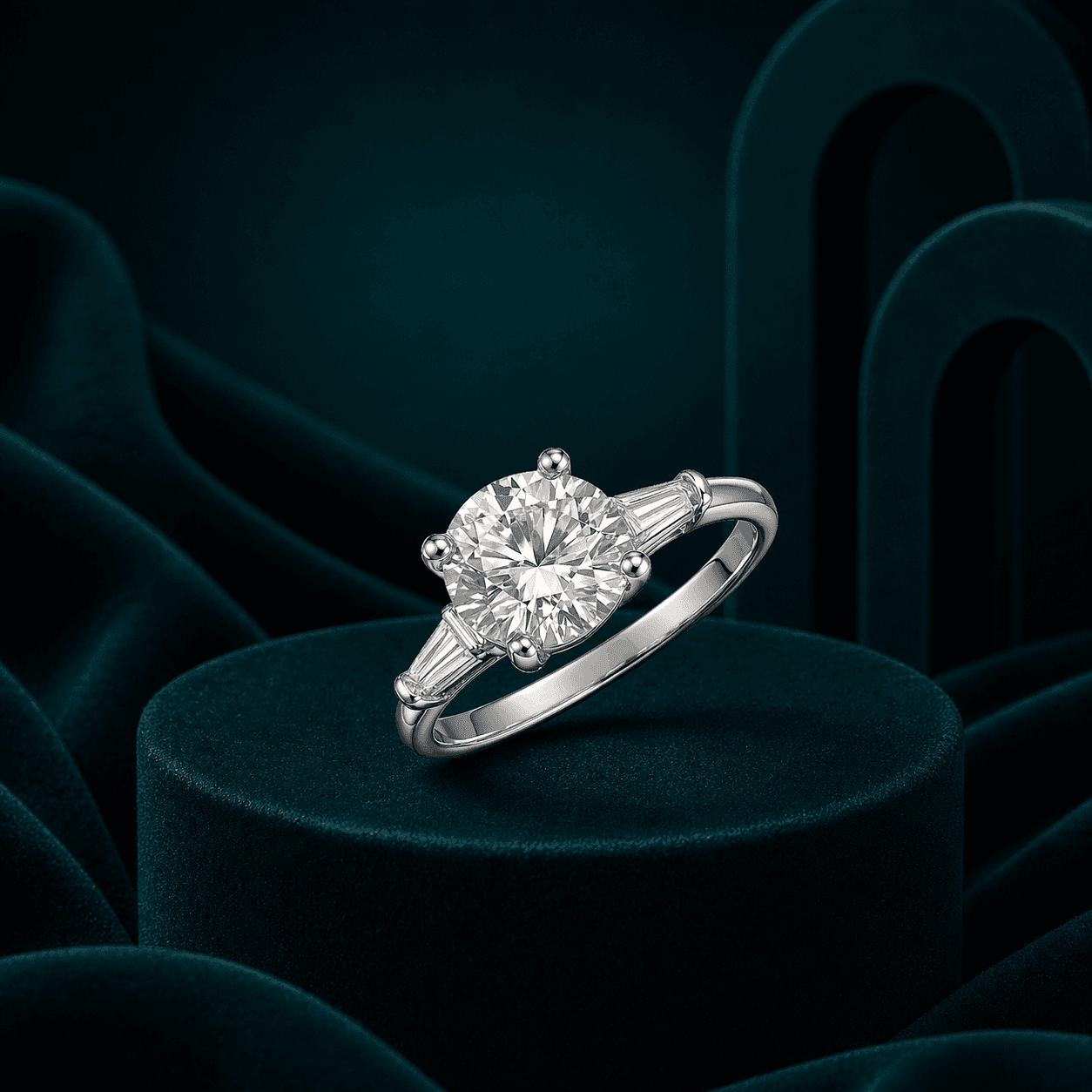 Silver Crystal Single Stone Ring