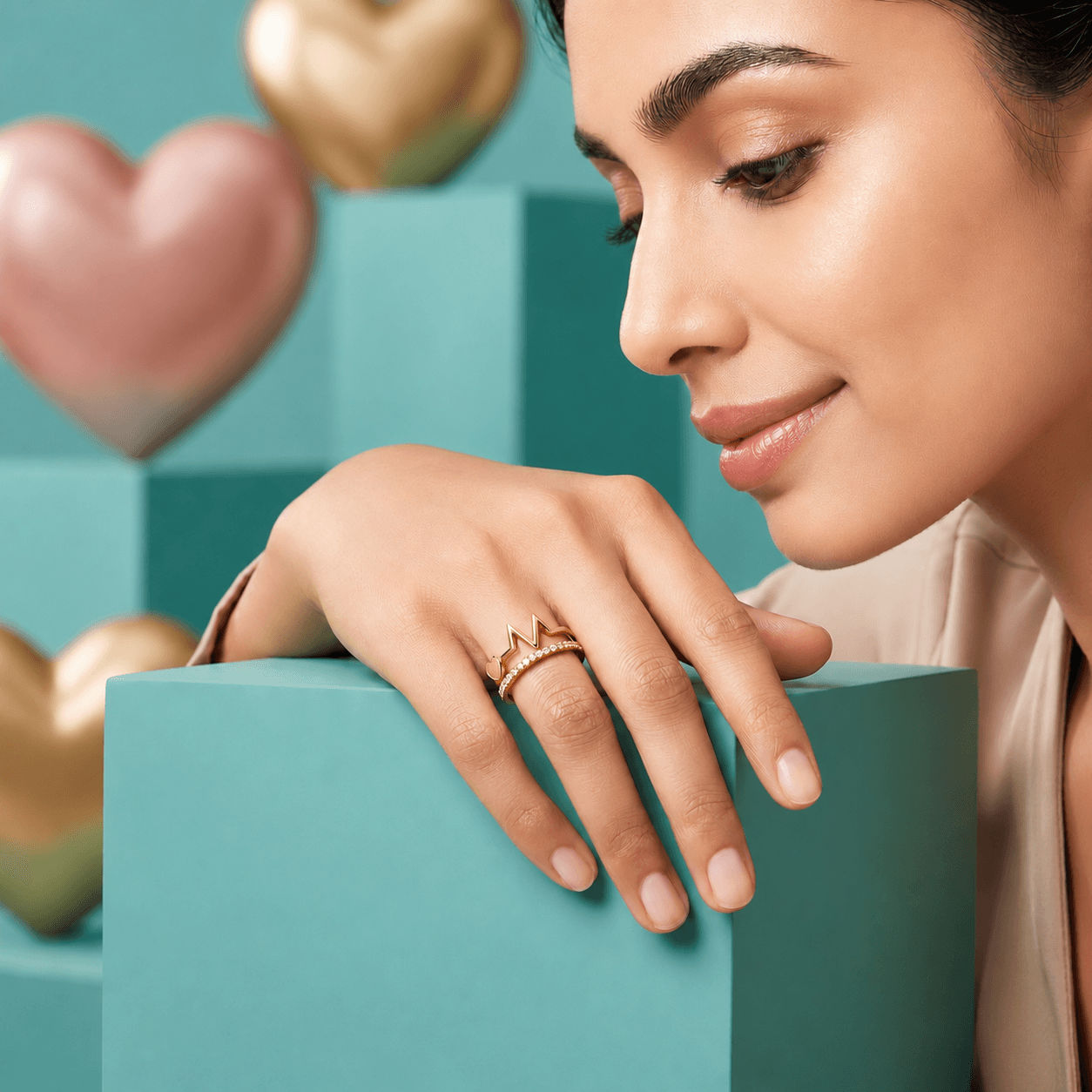 Golden Heartbeat Pave Open Adjustable Ring alternate view