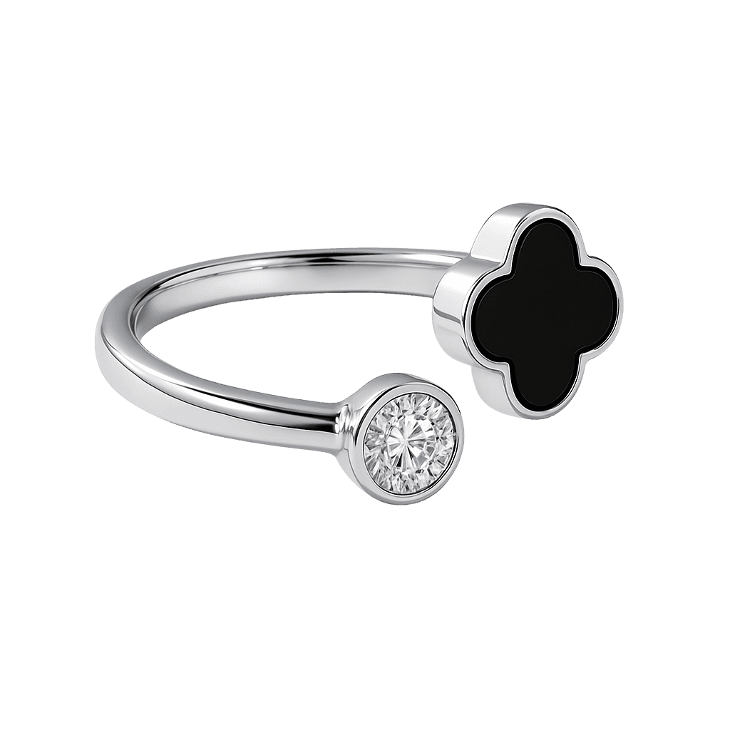 Sleek Black Clover Minimalist Ring