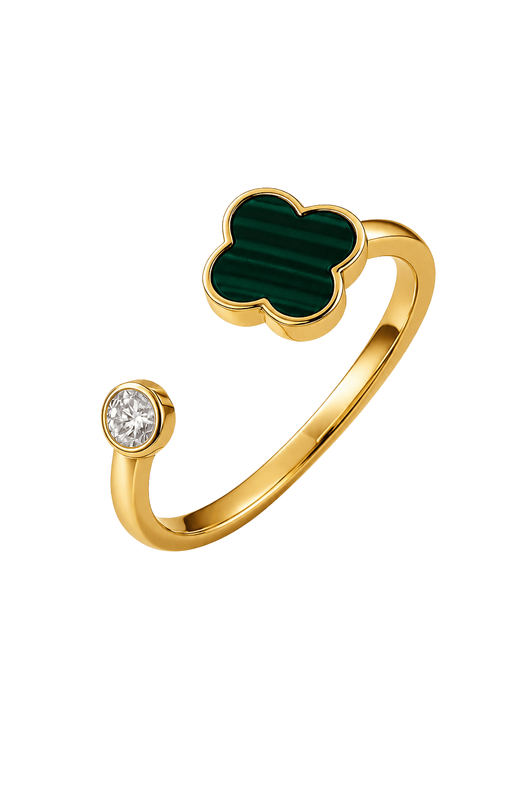 Verdant Green Clover Bypass Ring view 1
