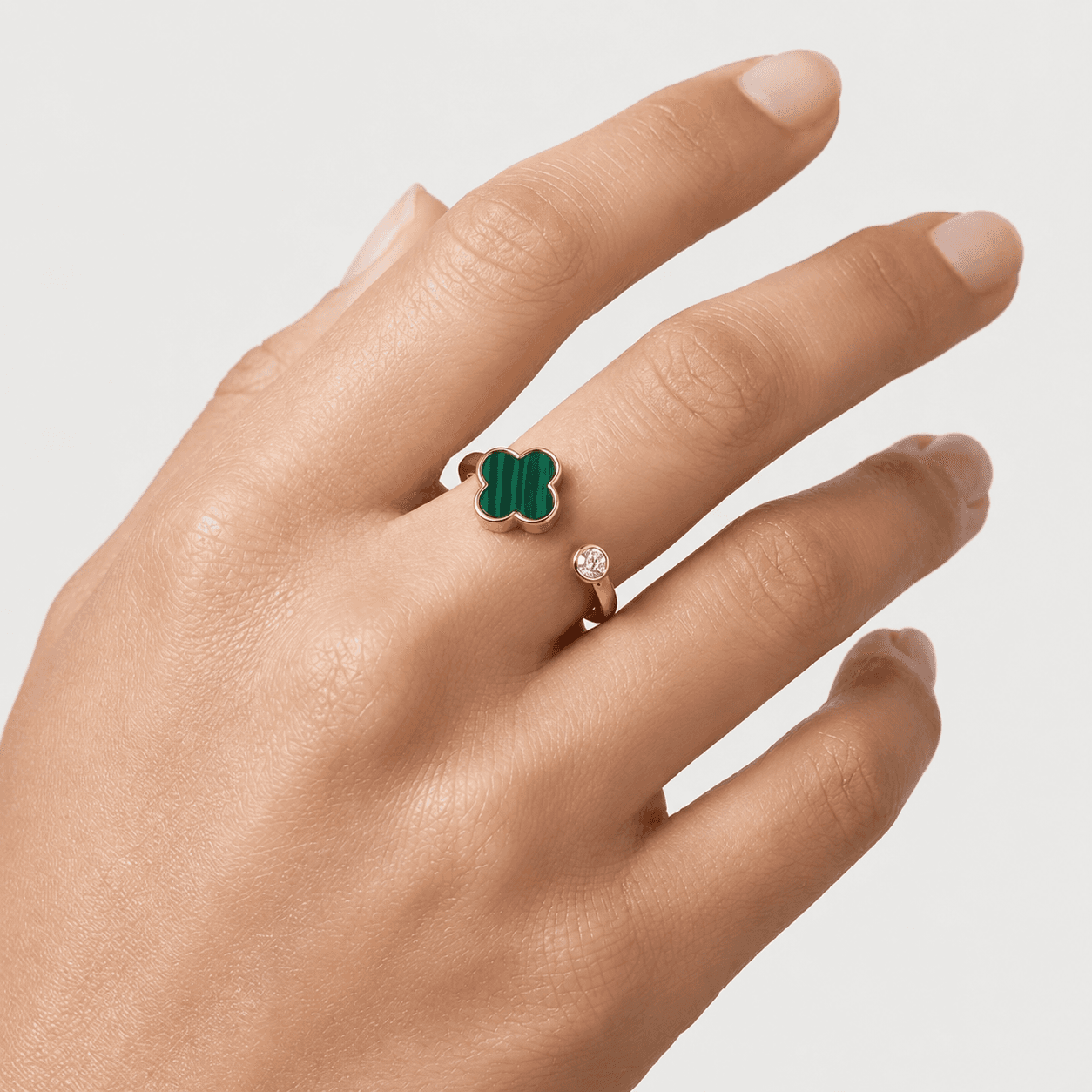 Verdant Green Clover Bypass Ring alternate view