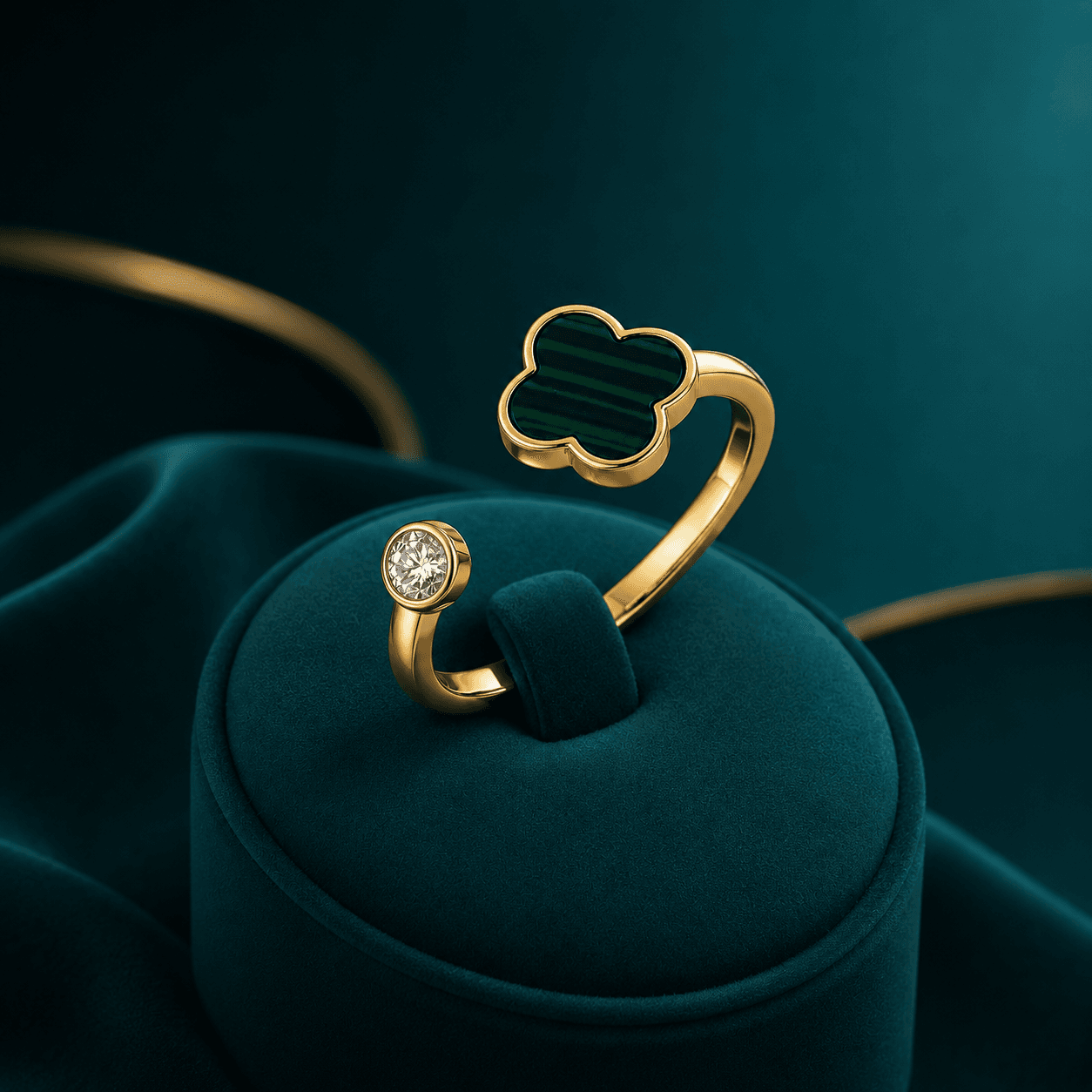 Verdant Green Clover Bypass Ring