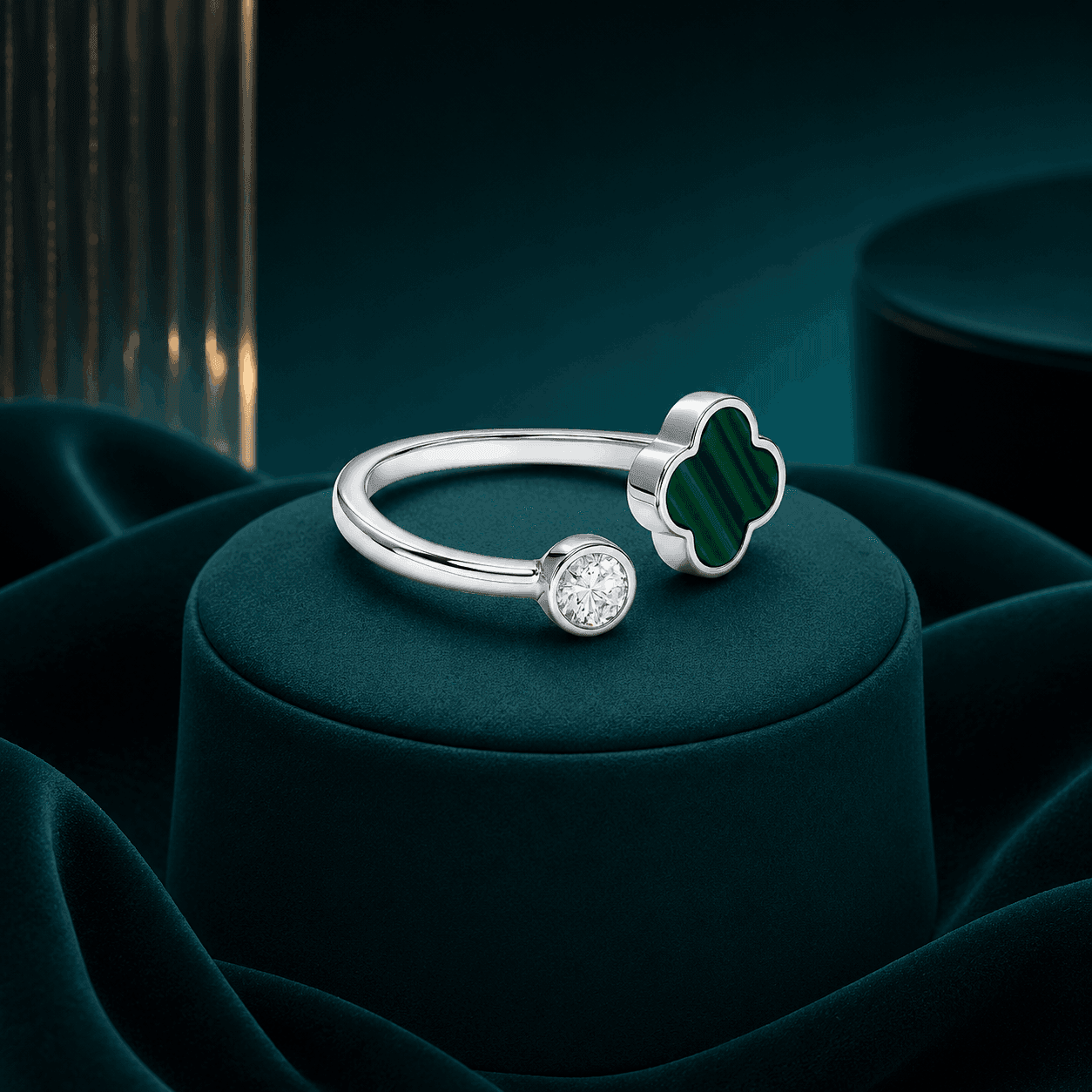 Verdant Green Clover Bypass Ring alternate view