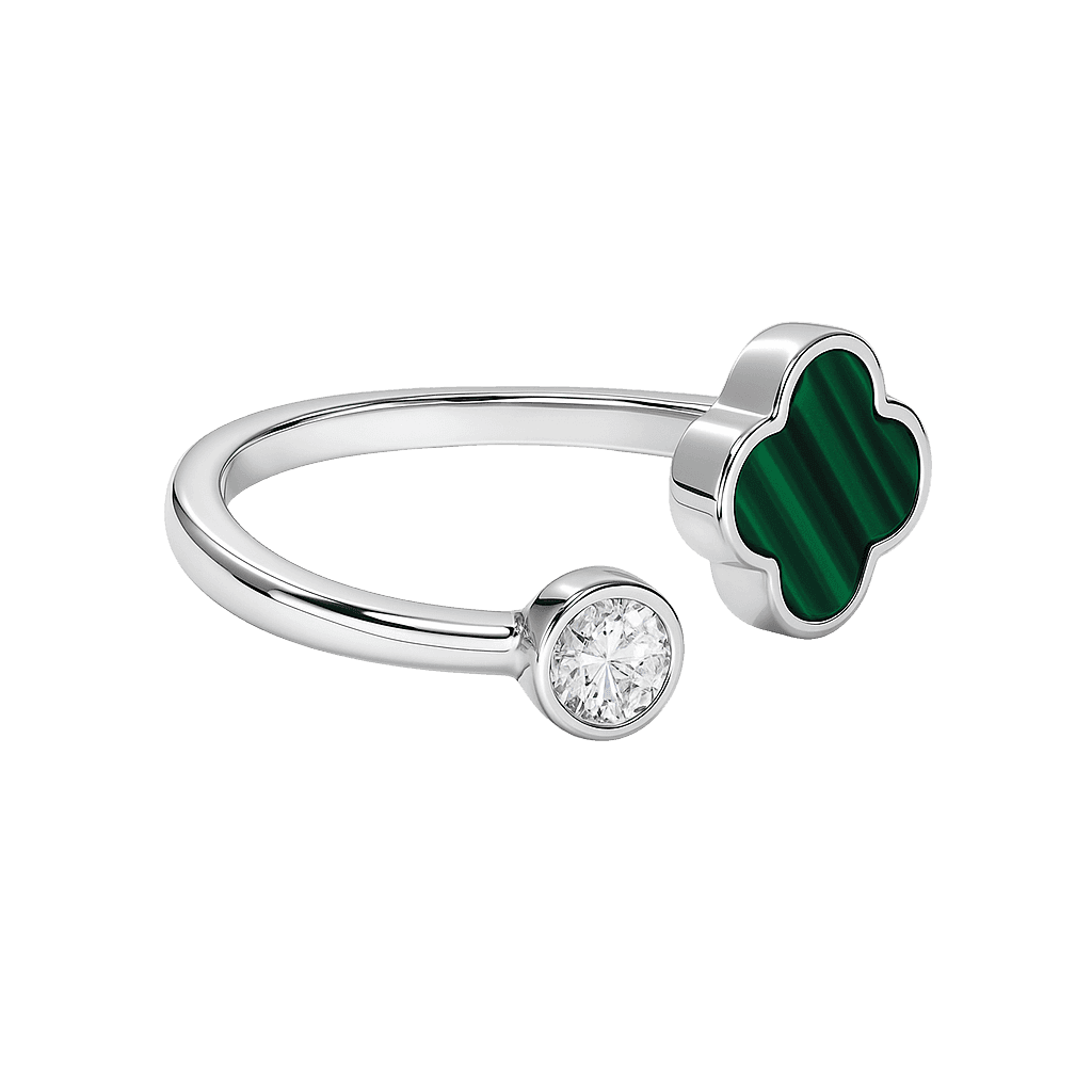 Verdant Green Clover Bypass Ring